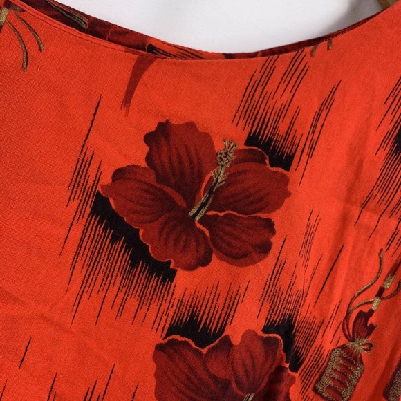 Fashions By Tina Tropical Hawaiian Red Dress - Picture 3 of 4